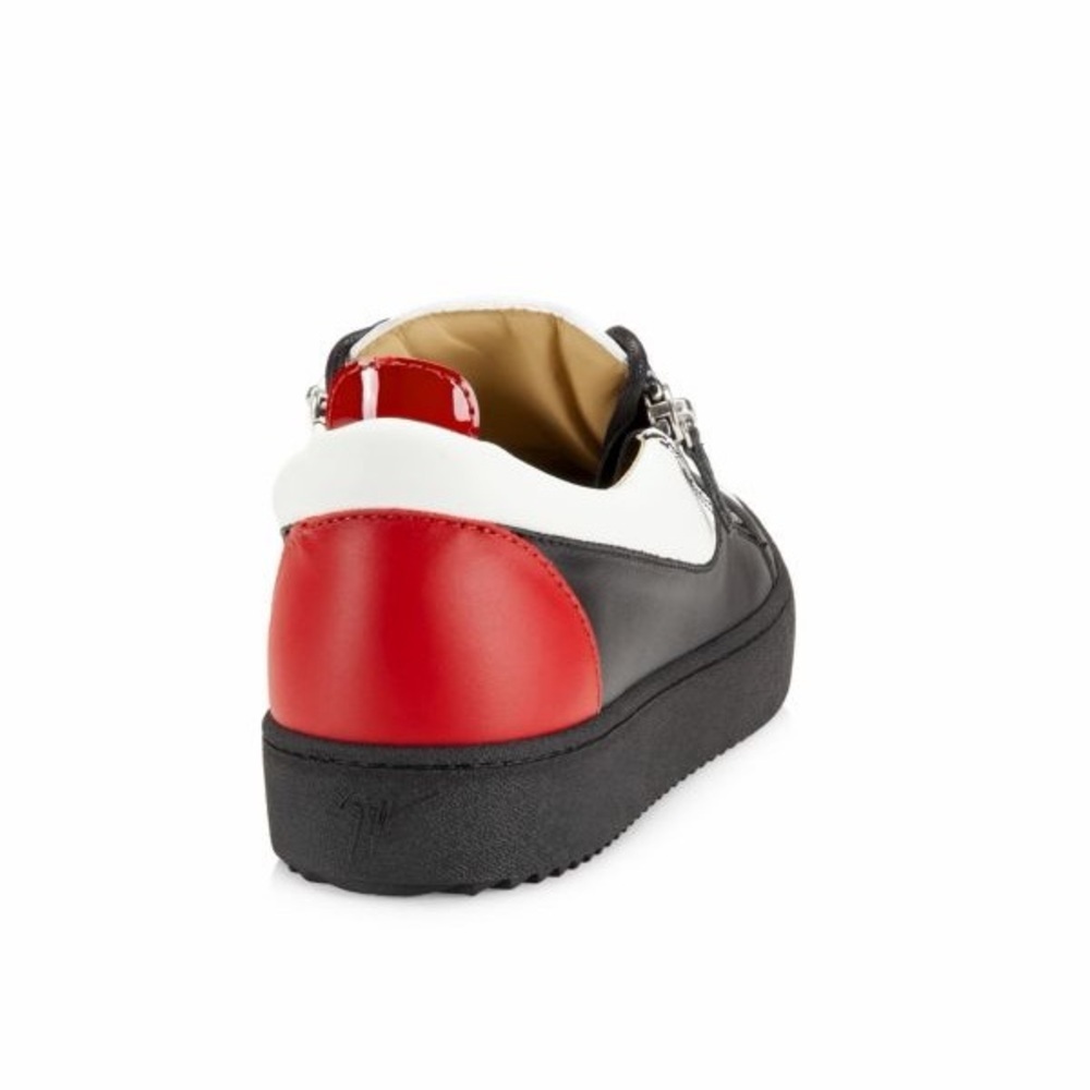 Giuseppe Zanotti Maylondon Leather Low-Top Sneakers Red, Black and White - Picture 3 of 10